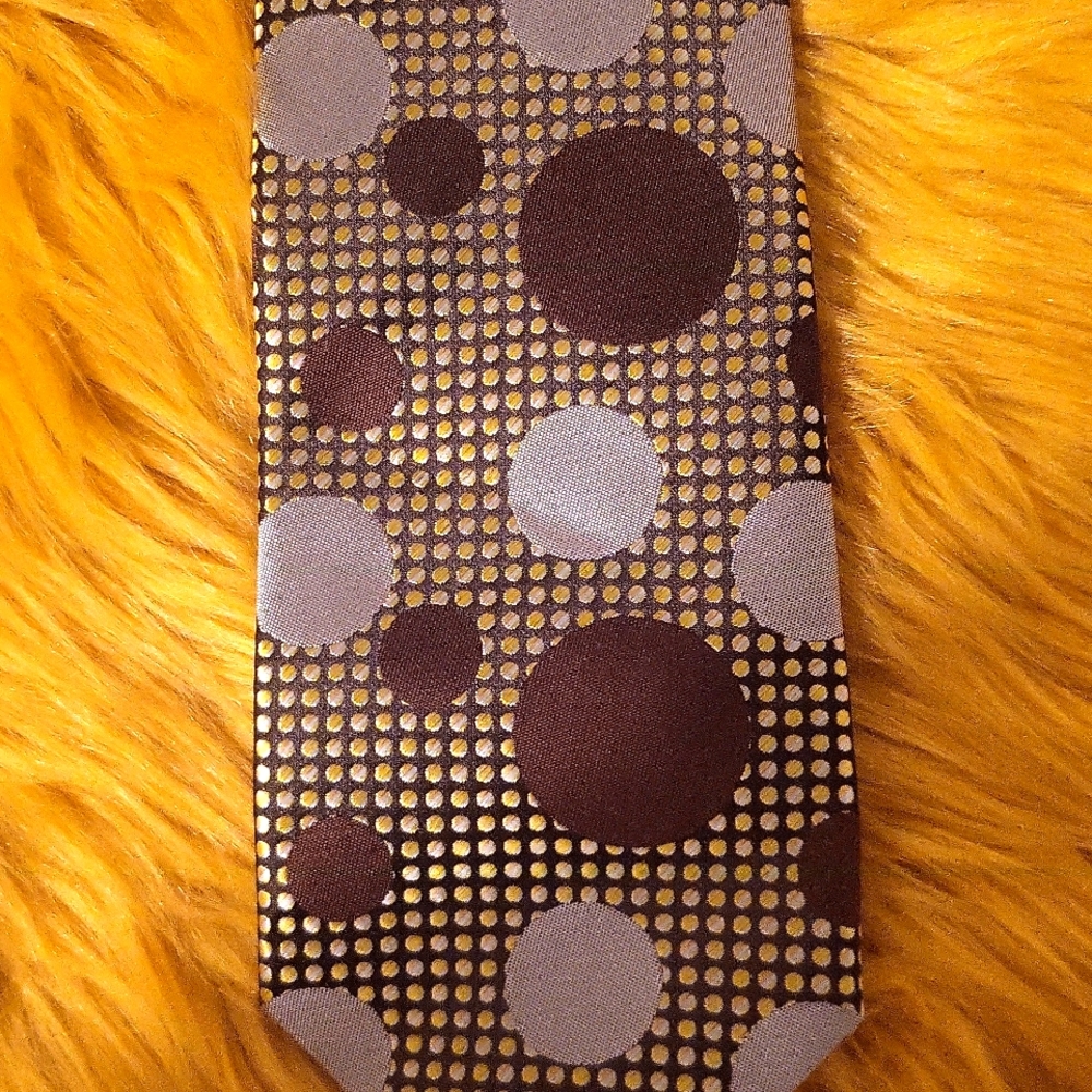 Karl Knox polka dot tie brown, gray, rust